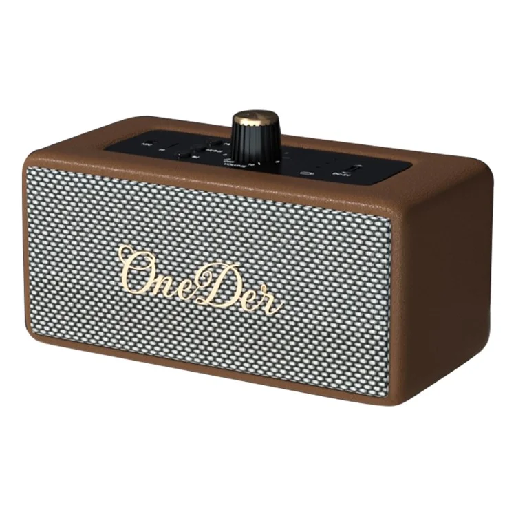 ONEDER D3 Retro Bluetooth-compatible Speaker Subwoofer HIFI Wireless Speaker - Brown