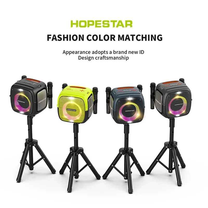 HOPESTAR Party One Bluetooth-compatible Speaker Portable Wireless Karaoke Speaker with 2 Microphones - Grey