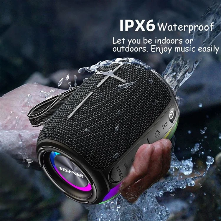 AWEI Y525 Bluetooth-compatible 5.3 Speaker IPX6 Waterproof TWS HiFi Wireless Speaker with RGB Light