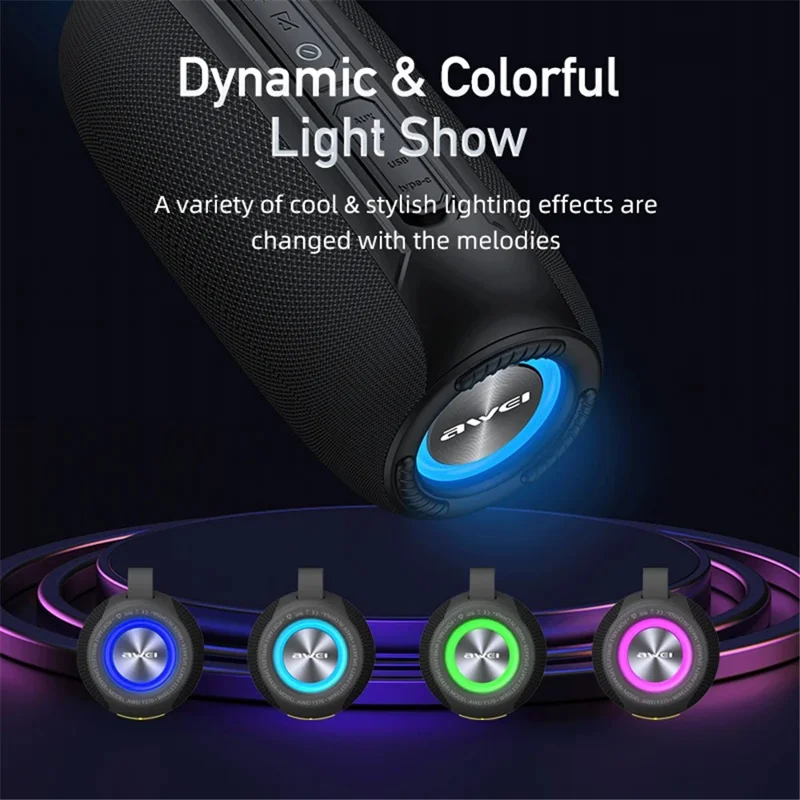 AWEI Y370 Outdoor Party Speaker with Deep Bass LED Lights Bluetooth-compatible Speaker - Camouflage