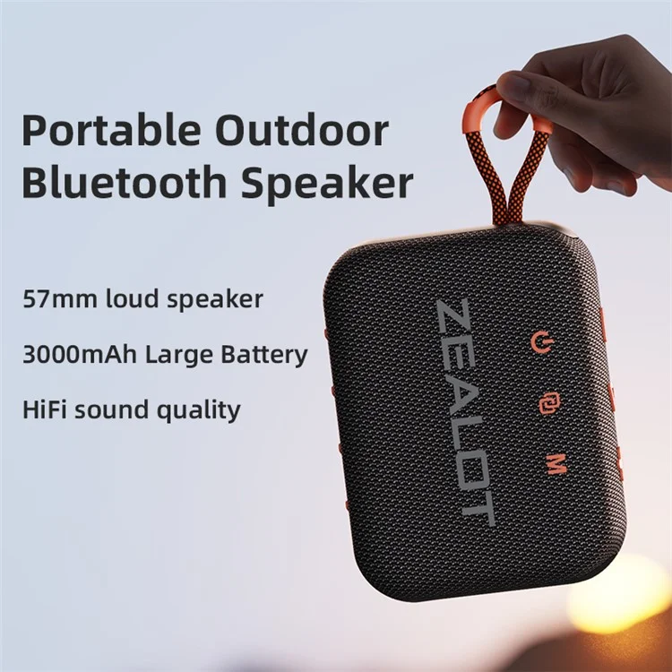 ZEALOT S75 Portable Bluetooth Speaker IPX6 Waterproof True Wireless Stereo Subwoofer - Black