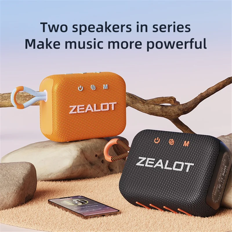 ZEALOT S75 Portable Bluetooth-compatible Speaker IPX6 Waterproof True Wireless Stereo Subwoofer - Orange