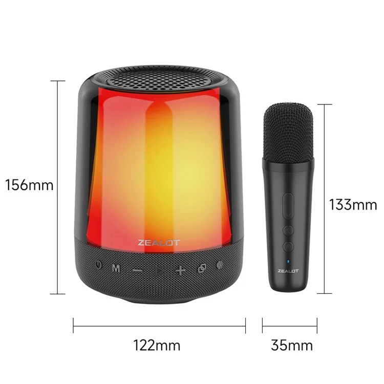 ZEALOT S66M RGB Light Bluetooth 5.2 Wireless Speaker with 2 Microphones