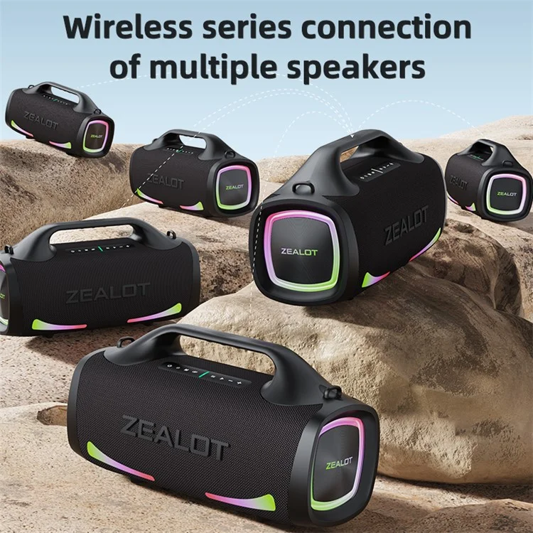 ZEALOT S79 Haut-Parleur Bluetooth Portable Imperméable RGB Light Handheld Subwoofer (Certifié CE) - Bleu