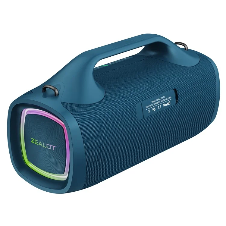 ZEALOT S79 Haut-Parleur Bluetooth Portable Imperméable RGB Light Handheld Subwoofer (Certifié CE) - Bleu