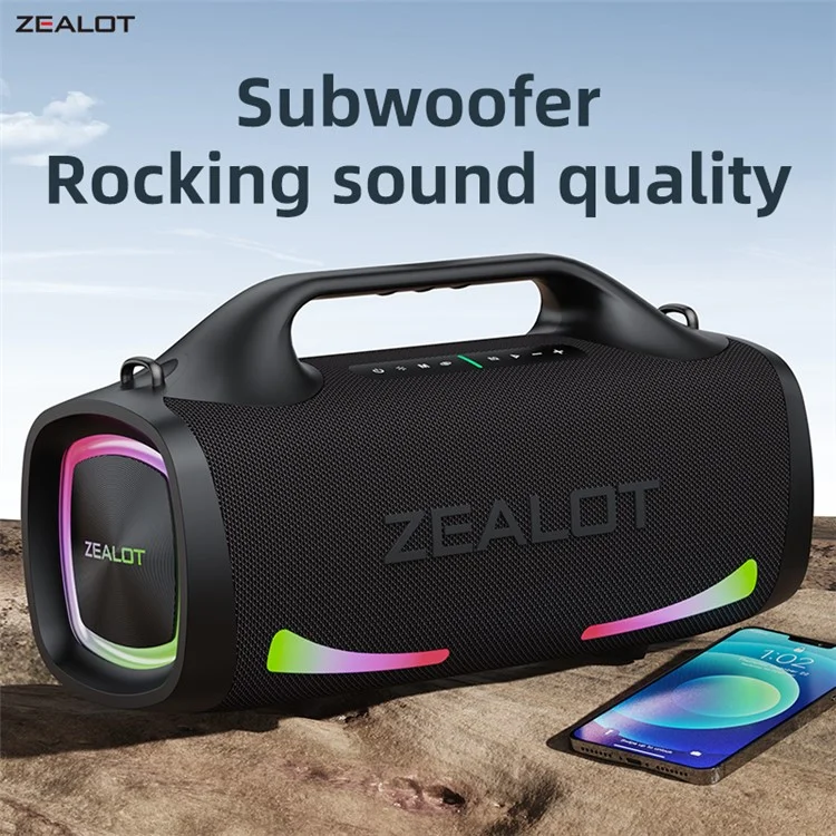 ZEALOT S79 Haut-Parleur Bluetooth Portable Imperméable RGB Light Handheld Subwoofer (Certifié CE) - Bleu