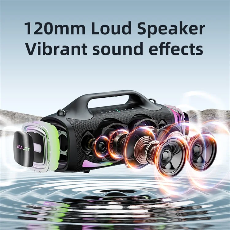 ZEALOT S79 Haut-Parleur Bluetooth Portable Imperméable RGB Light Handheld Subwoofer (Certifié CE) - Bleu