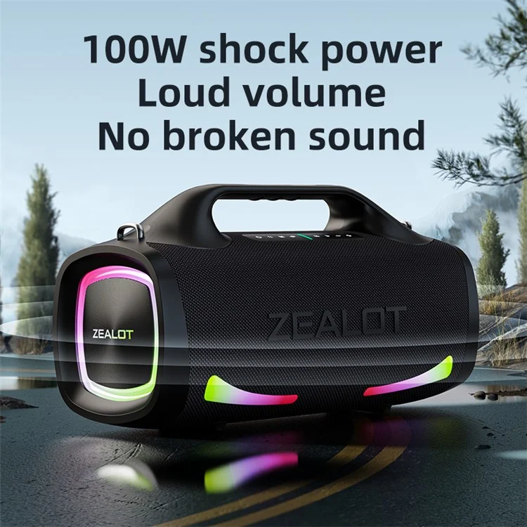 ZEALOT S79 Haut-Parleur Bluetooth Portable Imperméable RGB Light Handheld Subwoofer (Certifié CE) - Bleu