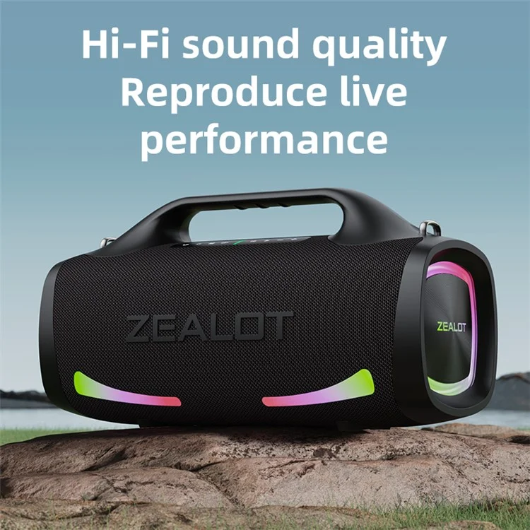 ZEALOT S79 Haut-Parleur Bluetooth Portable Imperméable RGB Light Handheld Subwoofer (Certifié CE) - Bleu