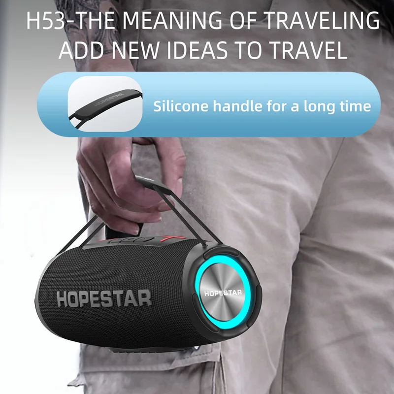 HOPESTAR H53 Outdoor Waterproof Wireless Bluetooth-compatible Speaker Handheld High Power Subwoofer - Red
