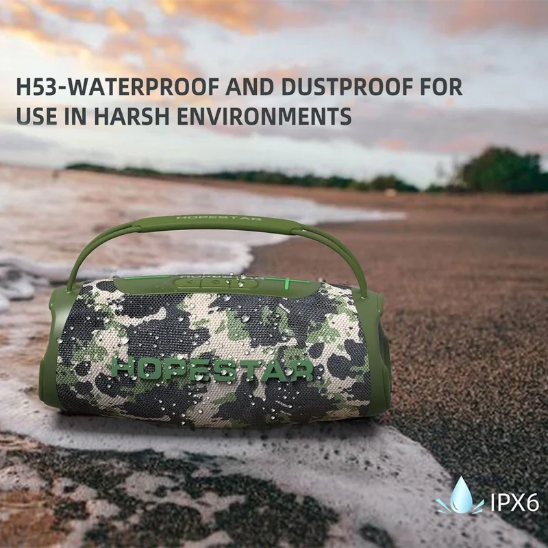 HOPESTAR H53 Outdoor Waterproof Wireless Bluetooth-compatible Speaker Handheld High Power Subwoofer - Red