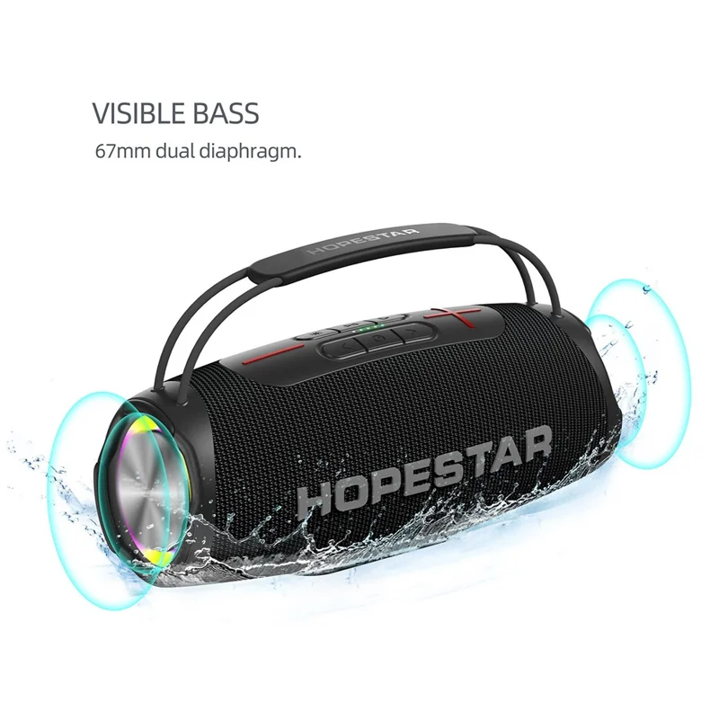 HOPESTAR H53 Outdoor Waterproof Wireless Bluetooth-compatible Speaker Handheld High Power Subwoofer - Blue