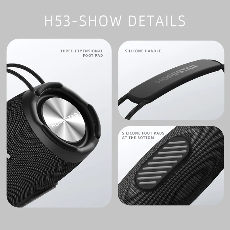 HOPESTAR H53 Outdoor Waterproof Wireless Bluetooth-compatible Speaker Handheld High Power Subwoofer - Blue