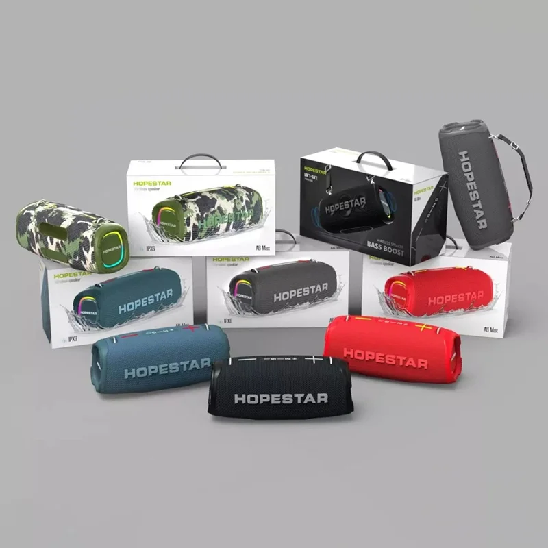 HOPESTAR A6MAX 80W Portable Bluetooth-compatible Speaker High Power Drum Subwoofer with Mic - Blue