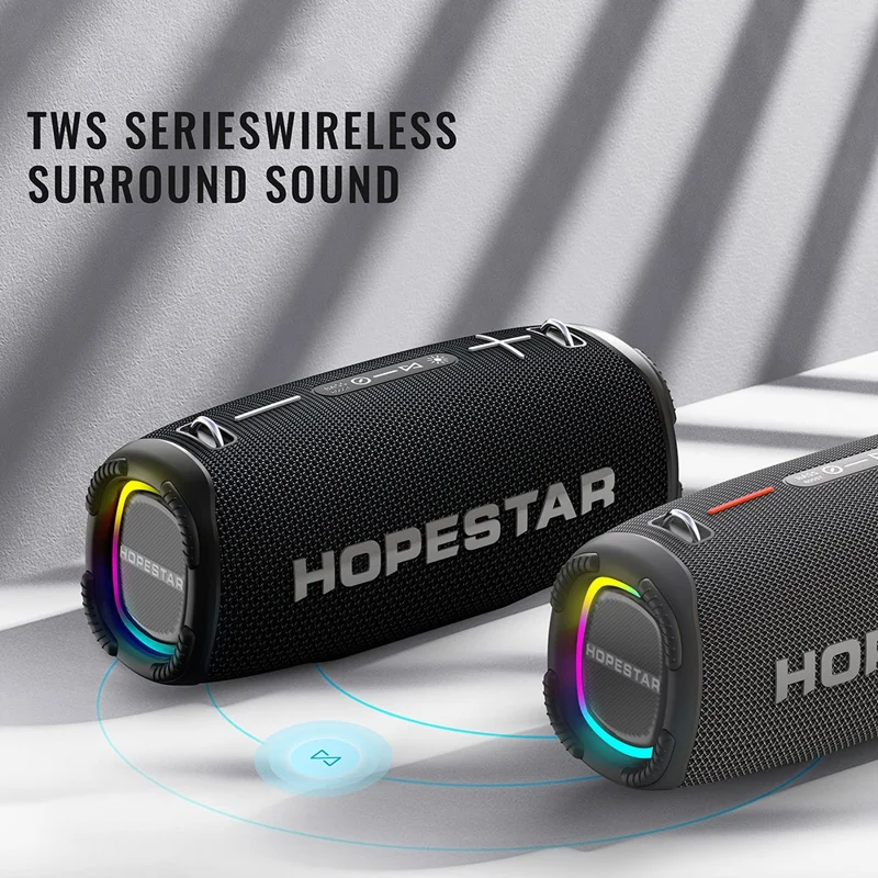 HOPESTAR A6MAX 80W Portable Bluetooth-compatible Speaker High Power Drum Subwoofer with Mic - Blue