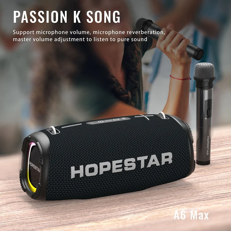 HOPESTAR A6MAX 80W Portable Bluetooth-compatible Speaker High Power Drum Subwoofer with Mic - Blue