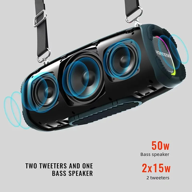 HOPESTAR A6MAX 80W Portable Bluetooth-compatible Speaker High Power Drum Subwoofer with Mic - Blue