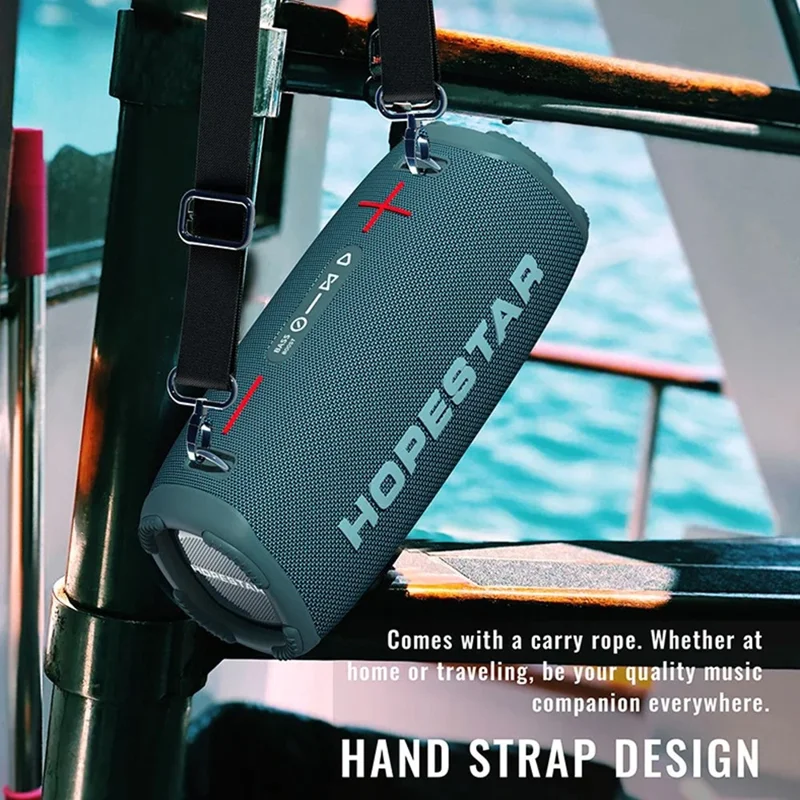 HOPESTAR A6MAX 80W Portable Bluetooth-compatible Speaker High Power Drum Subwoofer with Mic - Blue