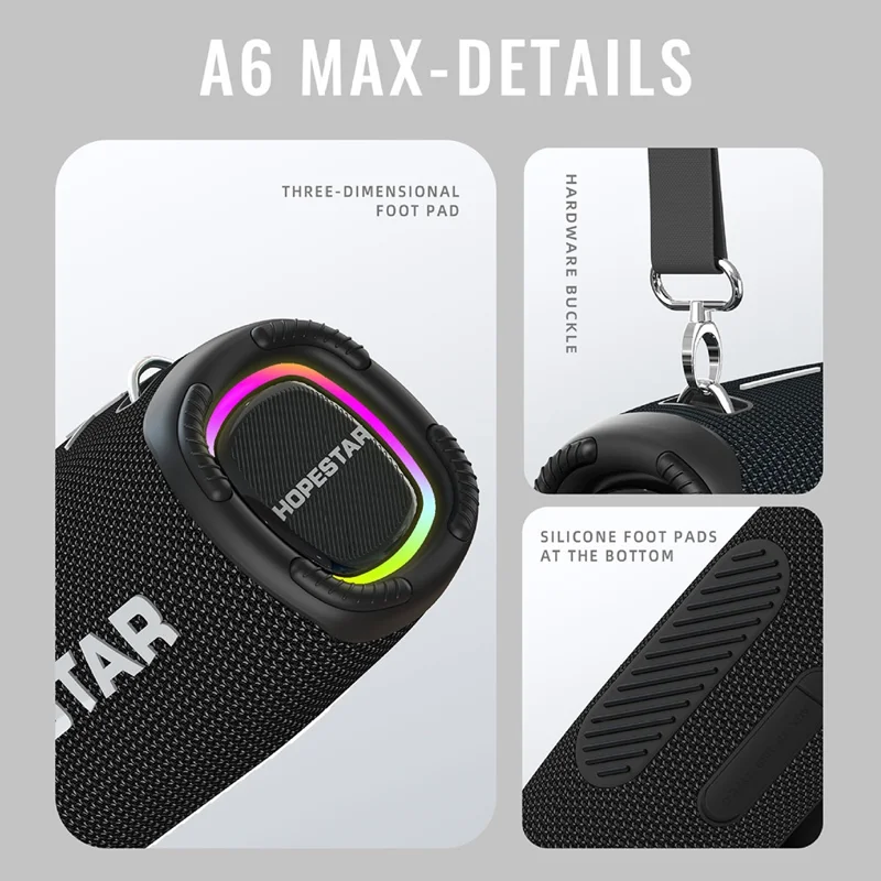 HOPESTAR A6MAX 80W Portable Bluetooth-compatible Speaker High Power Drum Subwoofer with Mic - Blue