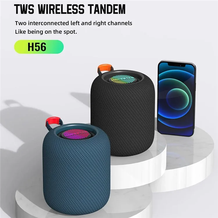 HOPESTAR H56 Outdoor Wireless Bluetooth-compatible Speaker Portable Stereo RGB Light TWS Subwoofer - Black