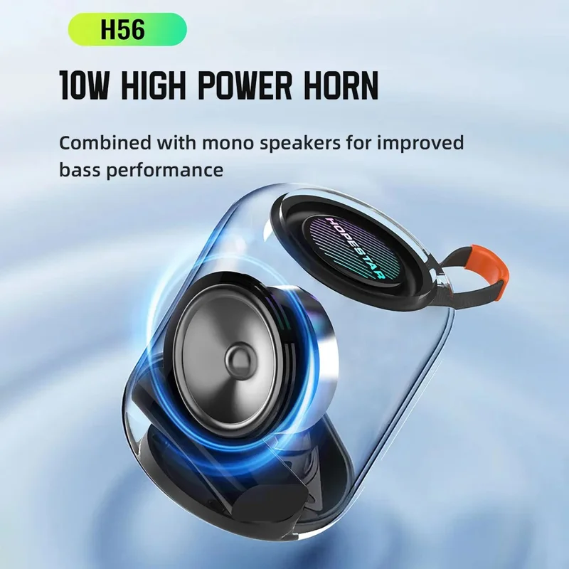 HOPESTAR H56 Outdoor Wireless Bluetooth-compatible Speaker Portable Stereo RGB Light TWS Subwoofer - Black