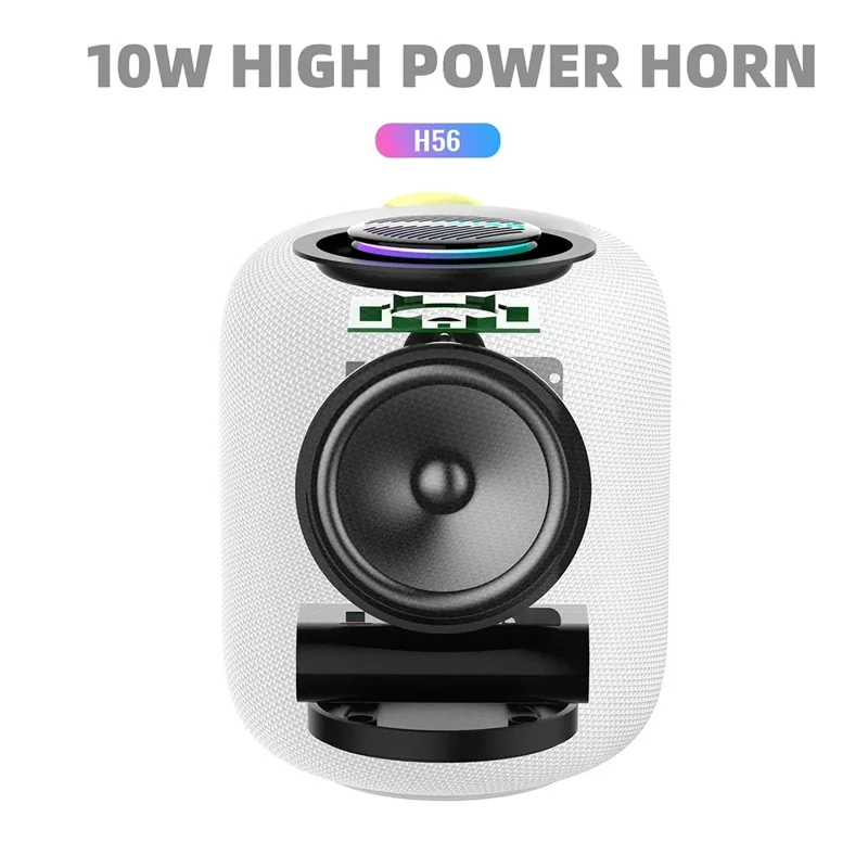 HOPESTAR H56 Outdoor Wireless Bluetooth-compatible Speaker Portable Stereo RGB Light TWS Subwoofer - Black