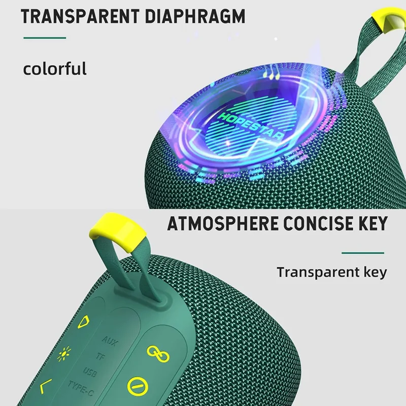 HOPESTAR H56 Outdoor Wireless Bluetooth-compatible Speaker Portable Stereo RGB Light TWS Subwoofer - Dark Blue