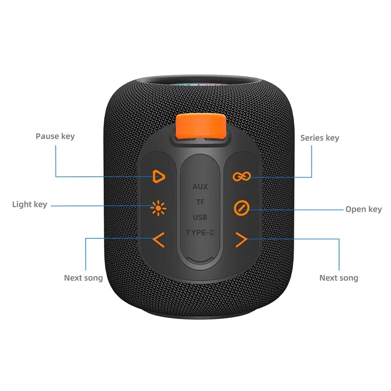 HOPESTAR H56 Outdoor Wireless Bluetooth-compatible Speaker Portable Stereo RGB Light TWS Subwoofer - Dark Blue