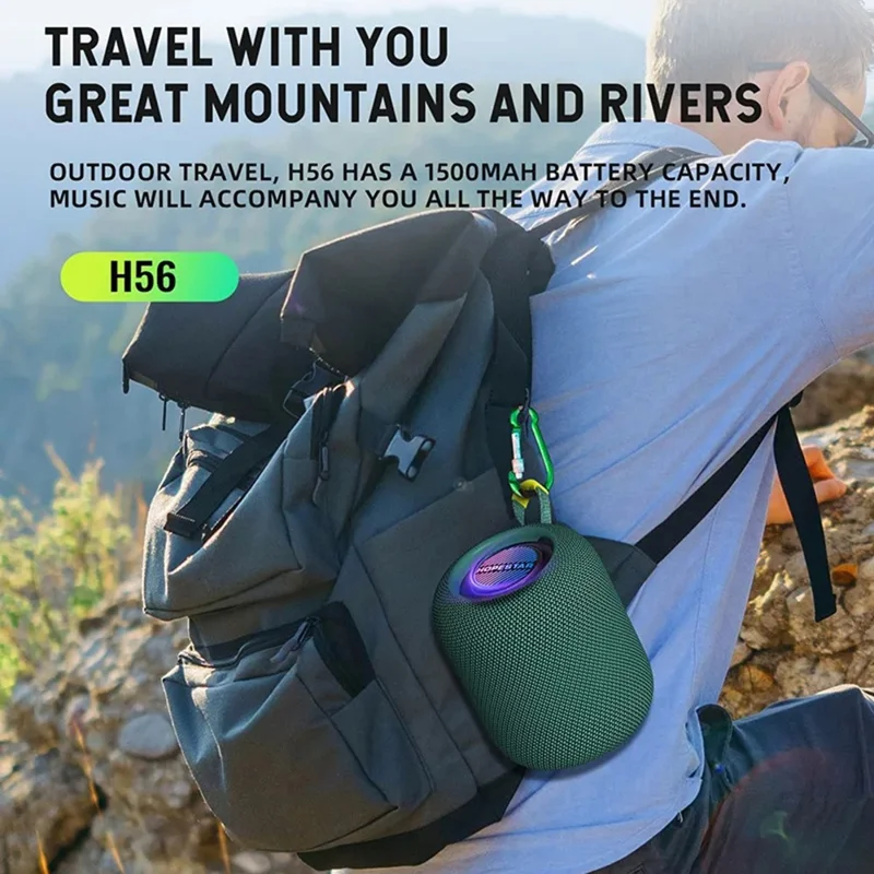 HOPESTAR H56 Outdoor Wireless Bluetooth-compatible Speaker Portable Stereo RGB Light TWS Subwoofer - Dark Blue