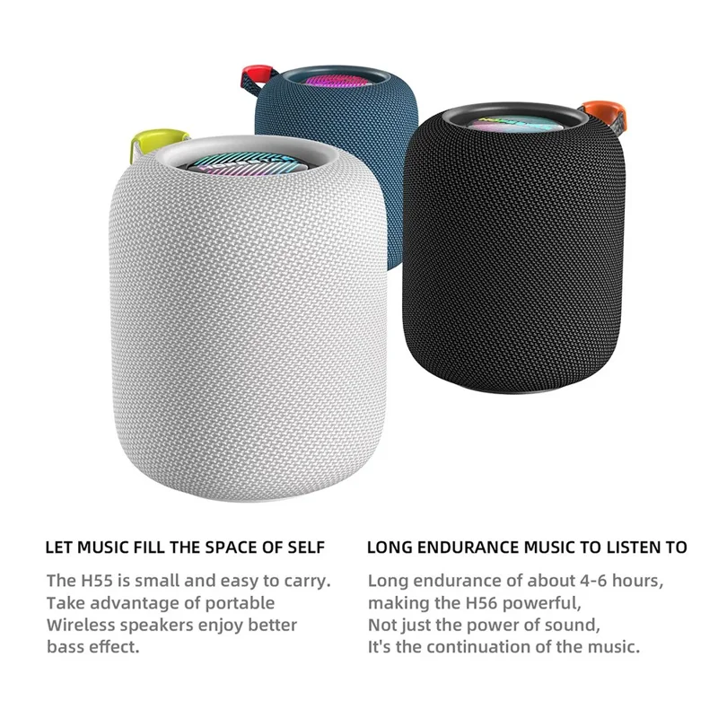 HOPESTAR H56 Outdoor Wireless Bluetooth-compatible Speaker Portable Stereo RGB Light TWS Subwoofer - Dark Blue