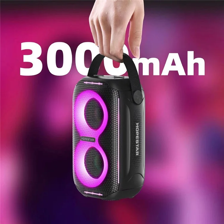 Enceinte Bluetooth portable mini HOPESTAR Party 200 - Enceinte Bluetooth portable étanche extérieure avec éclairage RVB pulsant et basses puissantes - Noir