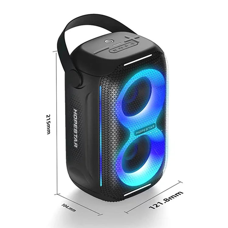 Enceinte Bluetooth portable mini HOPESTAR Party 200 - Enceinte Bluetooth portable étanche extérieure avec éclairage RVB pulsant et basses puissantes - Noir