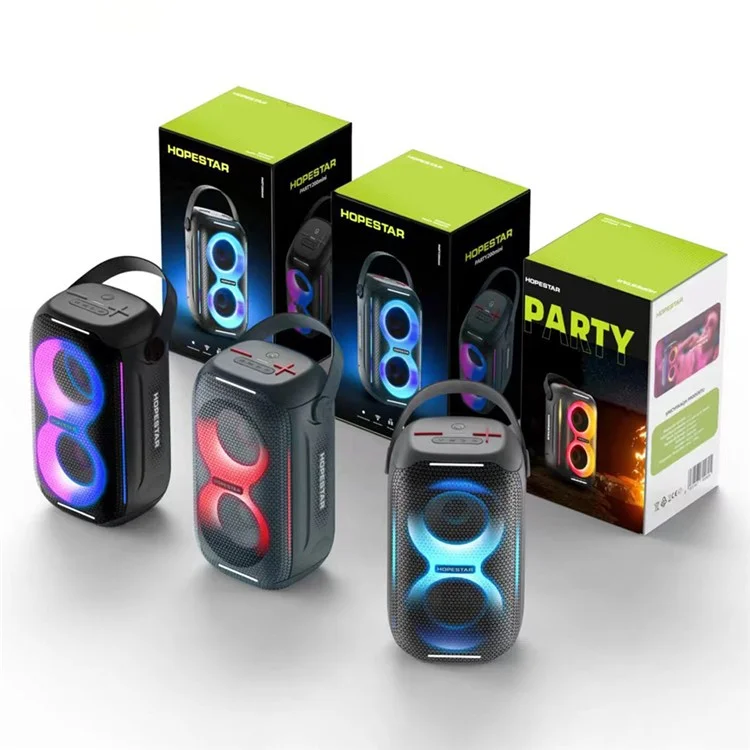 Enceinte Bluetooth portable mini HOPESTAR Party 200 - Enceinte Bluetooth portable étanche extérieure avec éclairage RVB pulsant et basses puissantes - Noir