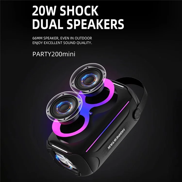HOPESTAR Party 200 Mini Portable Bluetooth-compatible Speaker Outdoor Waterproof Pulse RGB Light Bass Speaker - Dark Blue