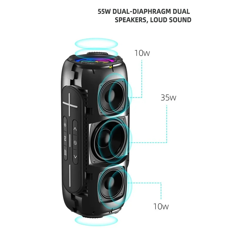 HOPESTAR P32 Max 55W High Power Portable Bluetooth-compatible Speaker with Mic Karaoke Subwoofer - Red