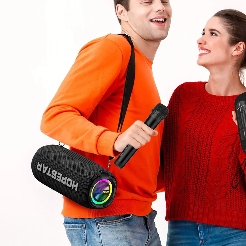 HOPESTAR P32 Max 55W High Power Portable Bluetooth-compatible Speaker with Mic Karaoke Subwoofer - Red