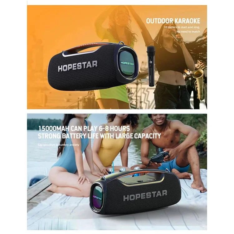 HOPESTAR A60 High Power 100W Waterproof Bluetooth-compatible Speaker with Shoulder Strap - Dark Blue