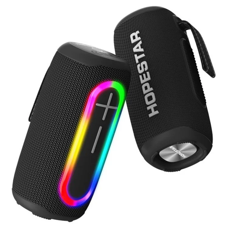 HOPESTAR P60 Wireless Bluetooth-compatible Speaker Outdoor Stereo Boombox with RGB Light - Black