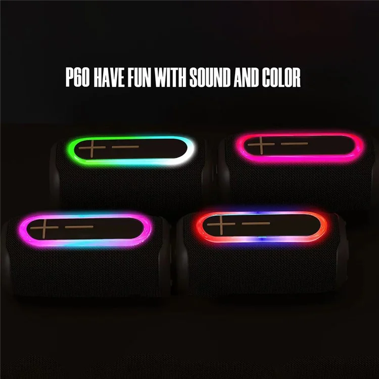 HOPESTAR P60 Wireless Bluetooth-compatible Speaker Outdoor Stereo Boombox with RGB Light - Black