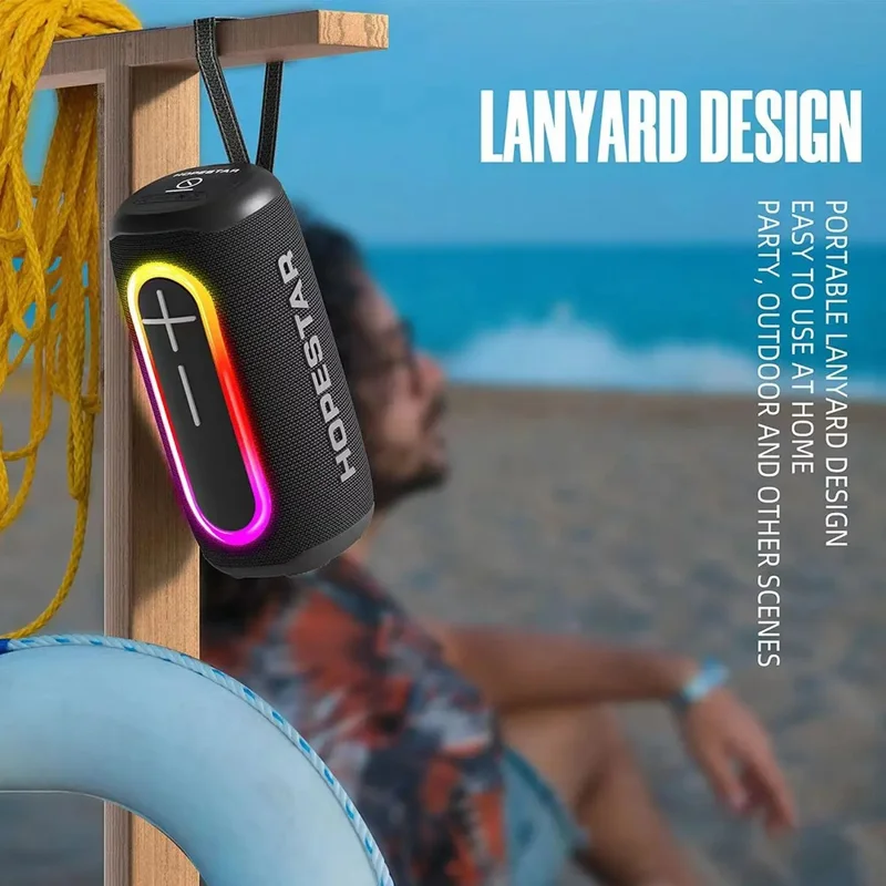 HOPESTAR P60 Wireless Bluetooth-compatible Speaker Outdoor Stereo Boombox with RGB Light - Grey