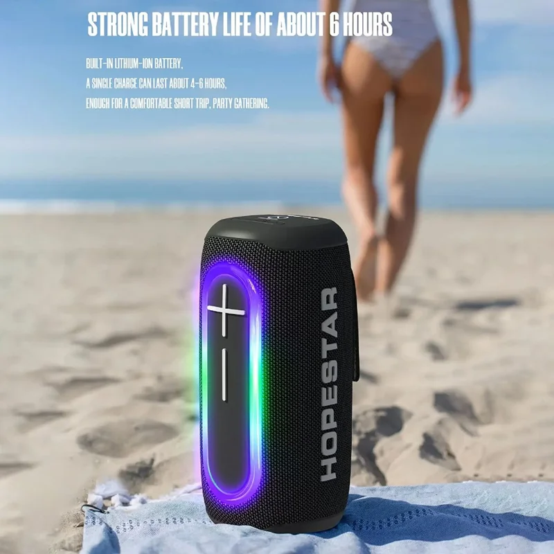 HOPESTAR P60 Wireless Bluetooth-compatible Speaker Outdoor Stereo Boombox with RGB Light - Grey