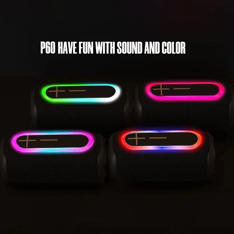 HOPESTAR P60 Wireless Bluetooth-compatible Speaker Outdoor Stereo Boombox with RGB Light - Grey