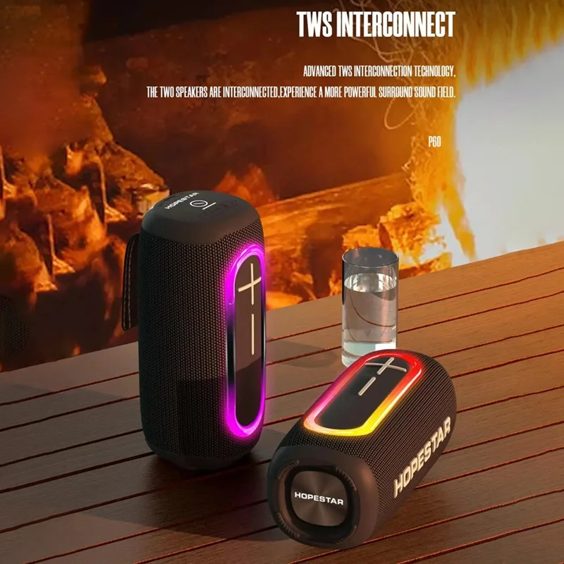 HOPESTAR P60 Wireless Bluetooth-compatible Speaker Outdoor Stereo Boombox with RGB Light - Blue