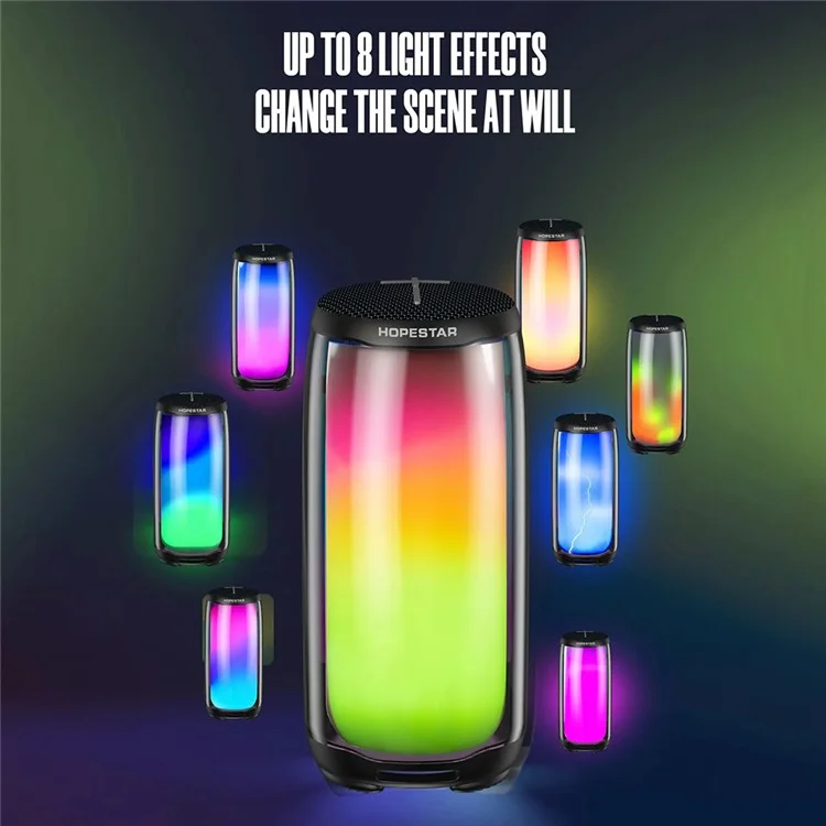HOPESTAR P49 Caixa de Som Bluetooth 5.3 com Luz RGB, À Prova d'Água, Sem Fio - Preta