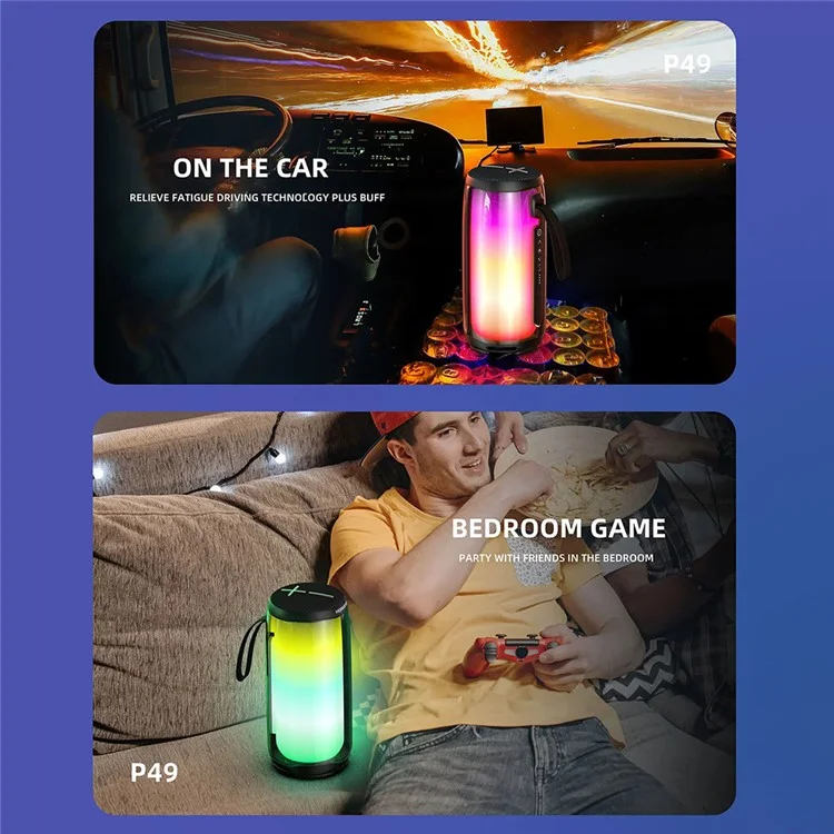 HOPESTAR P49 Caixa de Som Bluetooth 5.3 com Luz RGB, À Prova d'Água, Sem Fio - Preta