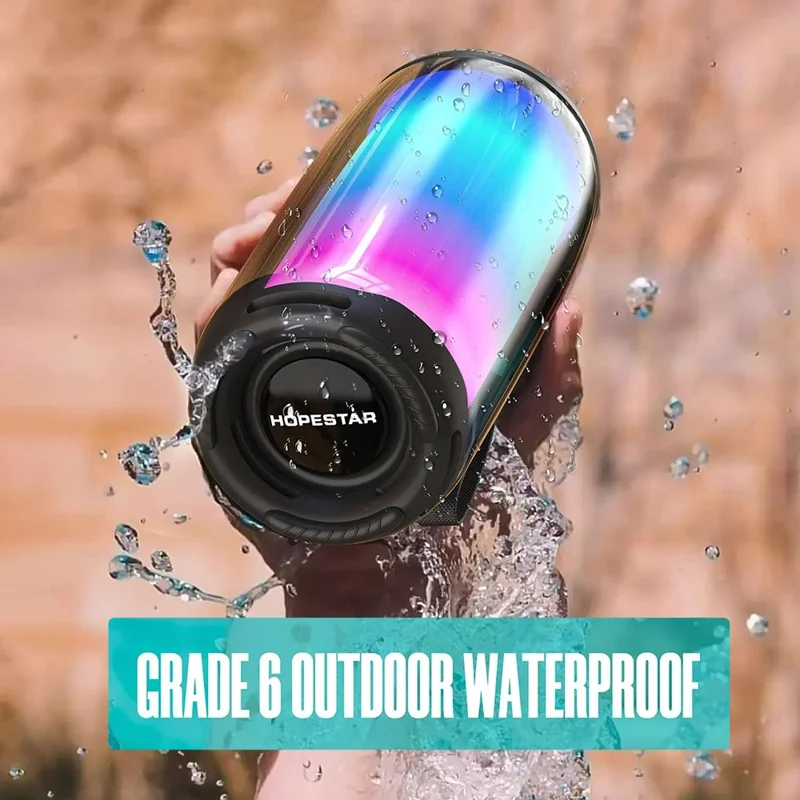 HOPESTAR P49 Bluetooth-compatible 5.3 Speaker RGB Light Outdoor Waterproof Wireless Sound Box - Dark Blue