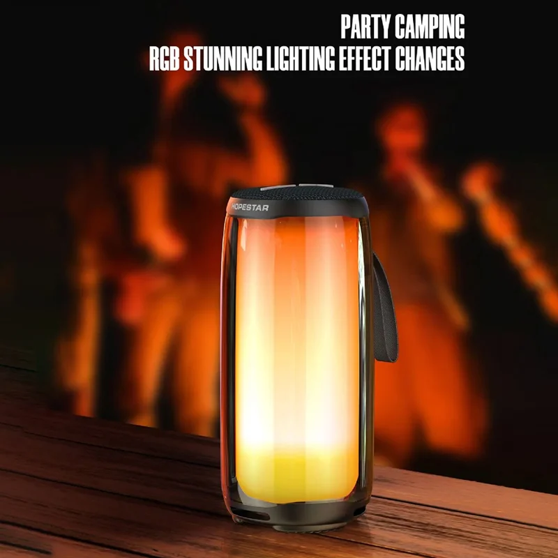 HOPESTAR P49 Bluetooth-compatible 5.3 Speaker RGB Light Outdoor Waterproof Wireless Sound Box - Dark Blue