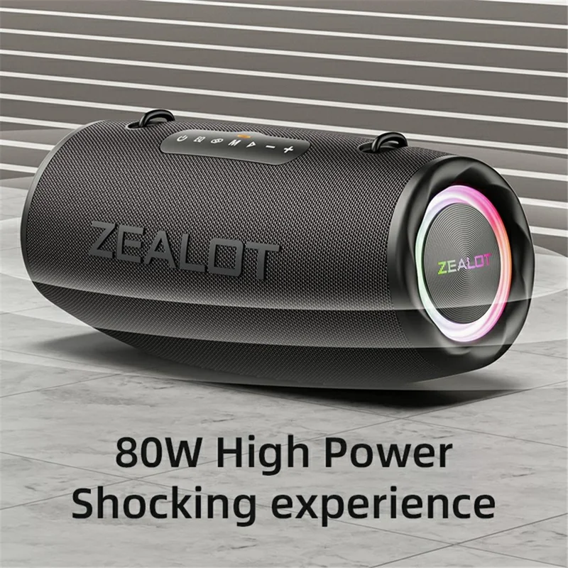 ZEALOT S87 Bluetooth-compatible Speaker RGB Light Outdoor 80W High Power Subwoofer - Blue