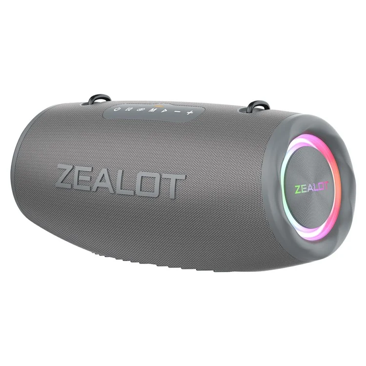 Zealot S87 Bluetooth Speaker RGB Light Outdoor 80W Subwoofer ad Alta Potenza - Grigio