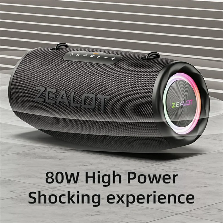 ZEALOT S87 Bluetooth-compatible Speaker RGB Light Outdoor 80W High Power Subwoofer - Grey